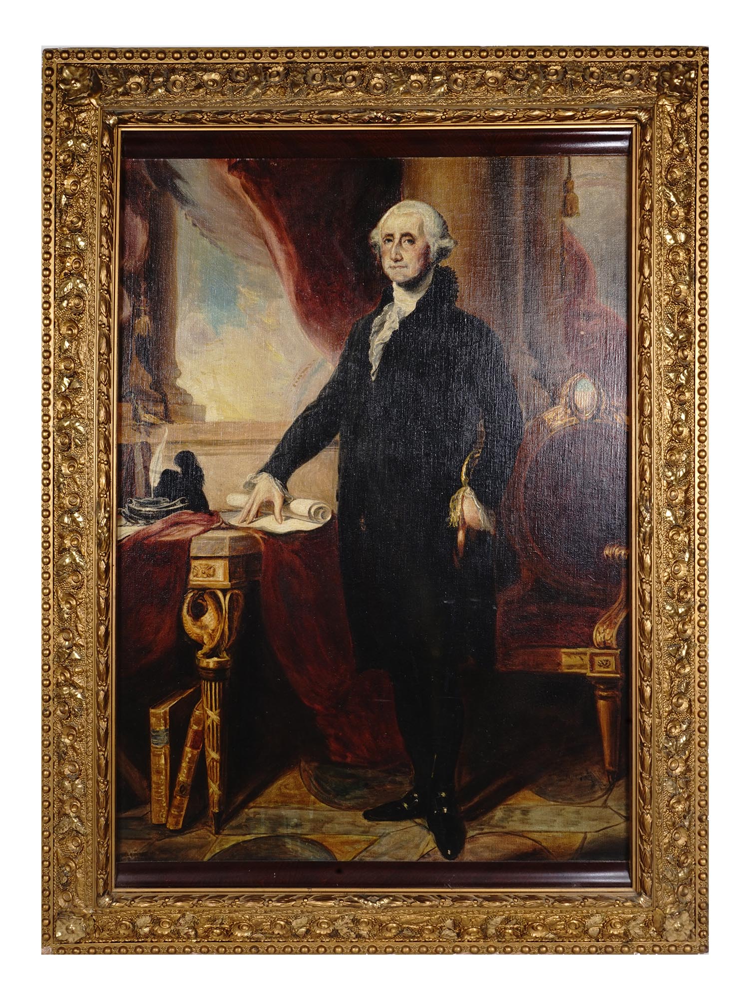 WASHINGTON OIL PAINTING AFTER GILBERT STUART PIC-0